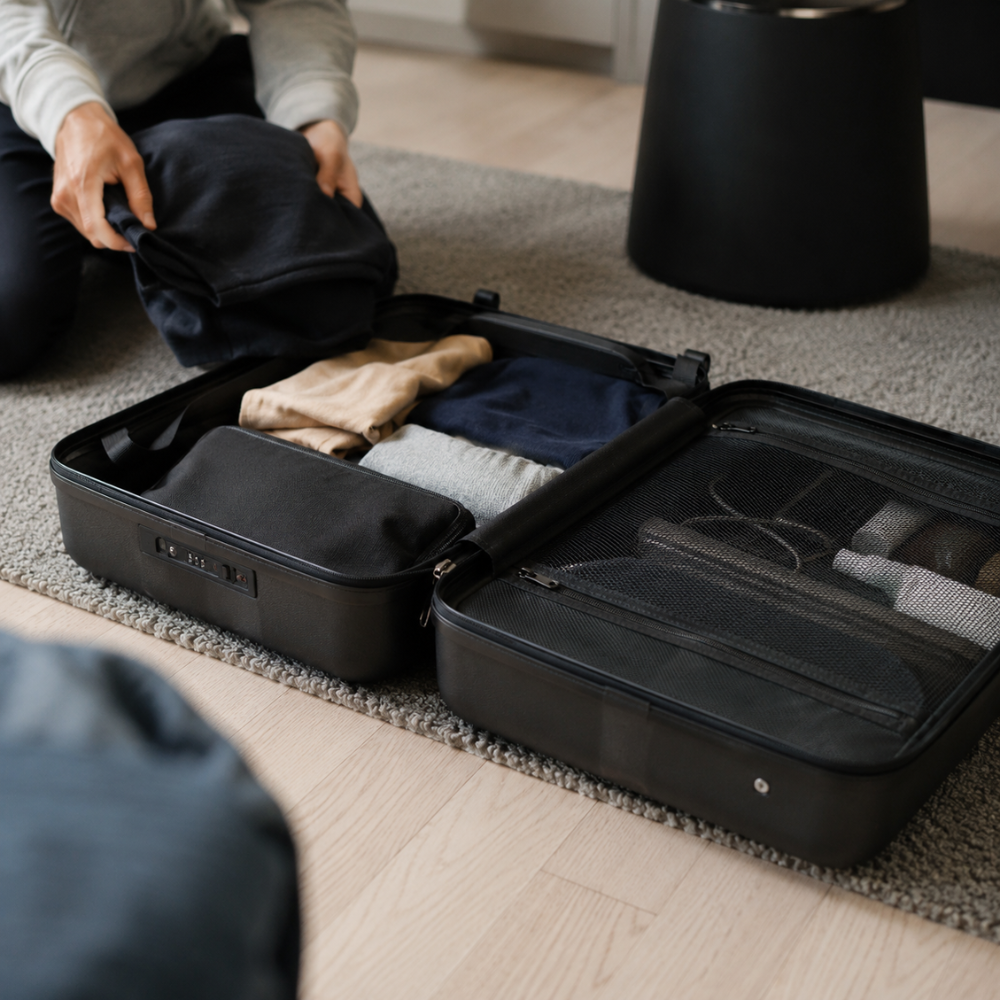 Packad resväska inför resa